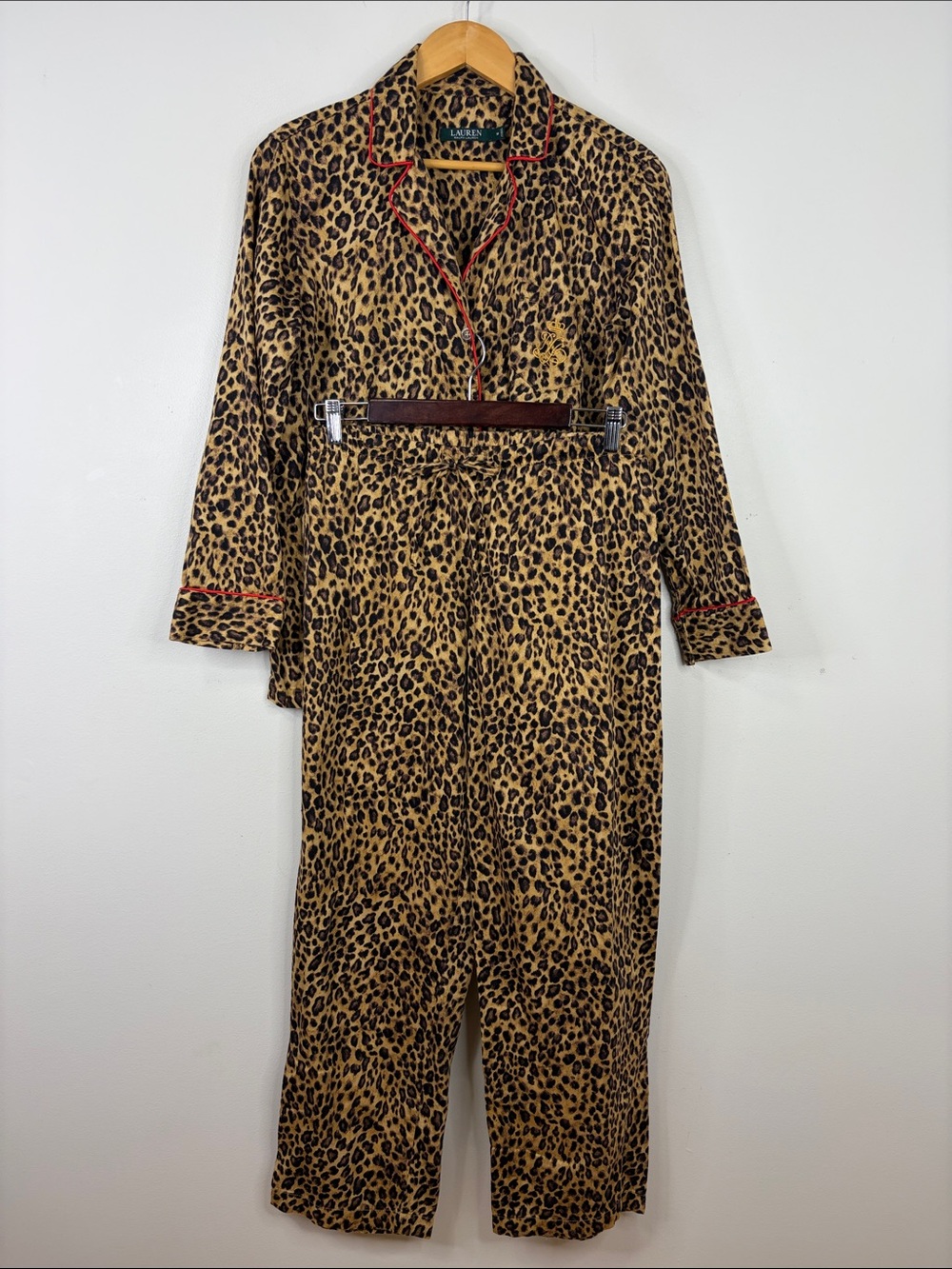 Lauren Ralph Lauren Pajamas Womens Medium Leopard Animal Print Cotton 2 Piece PJ